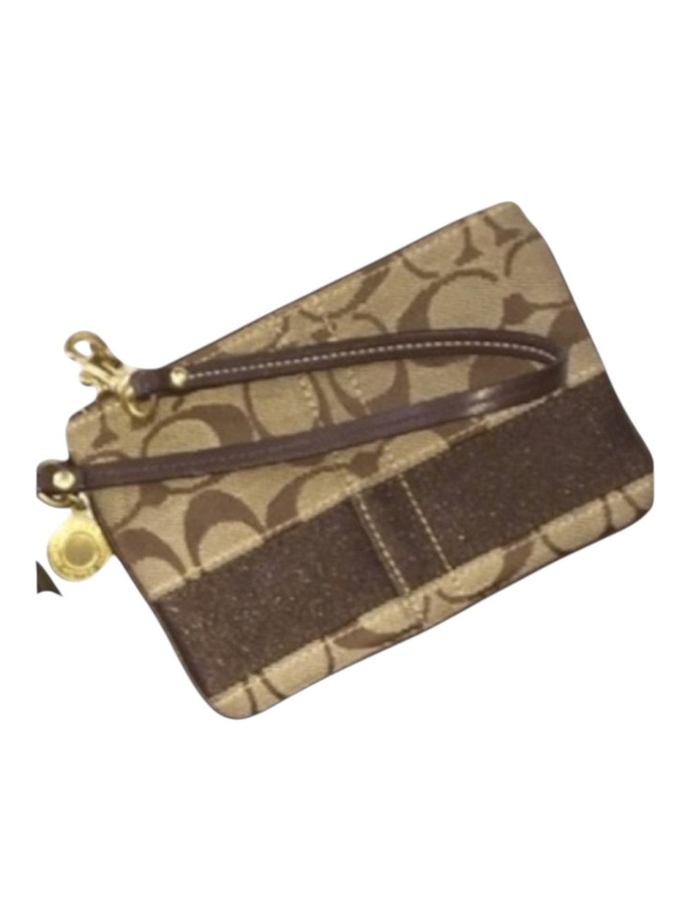 Coach ❃ Signature Monogram Jacquard Wristlet Clutch Bag ❃ Leather Trim ❃ Khaki ❃ - Picture 3 of 16